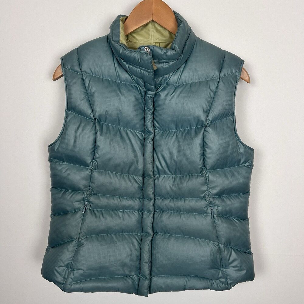 Eddie Bauer Premium Goose Down Vest Women's M Teal Puffer Ripstop Lightweight